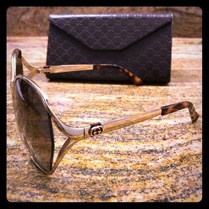 Gucci Gold Trim Wide Frame Sunglasses